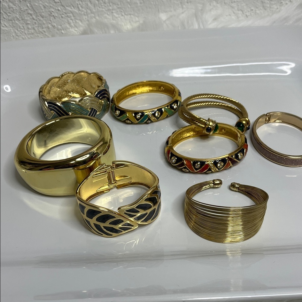 Bundle of Gold tone Costume Bangle Bracelets